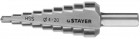 Сверло STAYER "MASTER" ступенчатое по сталям и цвет.мет., сталь HSS, d=4-20мм, 9ступ.d 4-20, L-75 мм,трехгран. хвост. 8мм,  ( 29660-4-20-9 )