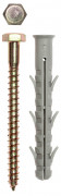 Дюбель рамный нейлоновый, в комплекте с оцинкованным шурупом, шлиц Pz, 10 x 135 мм, 50 шт, ЗУБР Профессионал,  ( 4-301455-10-135 )