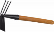 Мотыга-рыхлитель "PROLine", лопатка+3 зуба с деревянной ручкой, GRINDA 421517, 113х100х575мм,  ( 421517 )