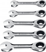 Набор комбинированных гаечных ключей трещоточных укороченных 5 шт, 8 - 14 мм, ЗУБР, ( 27103-H5 )