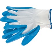 Перчатки полиэфирные с синим нитрильным покрытием маслобензостойкие, L, 15 класс вязки Сибртех, ( 67862 )