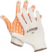 Перчатки STAYER "EXPERT" трикотажные с защитой от скольжения, 10 класс, х/б, L-XL ,  ( 11401-XL )