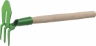 Мотыга-рыхлитель, РОСТОК 39625, с деревянной ручкой, "лепесток+3 зуба" прямая, 155x70x425мм,  ( 39625 )