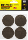 Накладки STAYER "COMFORT" на мебельные ножки, самоклеящиеся, фетровые, коричневые, круглые - диаметр 50 мм, 4 шт,  ( 40910-50 )