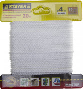 Шнур STAYER "MASTER" хозяйственно-бытовой, полипропиленовый, вязанный, с сердечником, белый, d 4, 20м ,  ( 50410-04-020 )