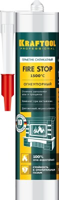 Герметик KRAFTOOL KRAFTFLEX FR150 силикатный огнеупорный "+1500 С", жаростойкий, черный, 300мл,  ( 41260-4 )