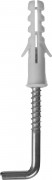 Дюбель распорный полипропиленовый, тип "ЕВРО", в комплекте с шурупом-крюком, 6 х 30 / 4 х 45 мм, 200 шт, ЗУБР,  ( 30675-06-30 )