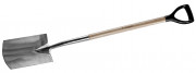 Лопата штыковая прямоугольная из нержавеющей стали, деревянный черенок, с рукояткой, ЗУБР Профессионал,  ( 4-39417 )