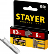 STAYER 6 мм скобы для степлера тонкие тип 53, 1000 шт ( 3159-06_z02 )