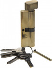 Механизм ЗУБР "ЭКСПЕРТ"цилиндровый, повышенной защищенности, тип "ключ-защелка", цвет латунь, 6-PIN, 90мм ,  ( 52107-90-1 )
