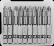 Биты "X-DRIVE" торсионные кованые, обточенные, KRAFTOOL 26121-2-50-10, Cr-Mo сталь, тип хвостовика E 1/4", PH2, 50мм, 10шт,  ( 26121-2-50-10 )
