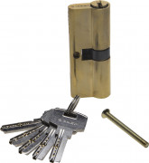 Механизм ЗУБР "ЭКСПЕРТ"цилиндровый, повышенной защищенности, тип "ключ-ключ", цвет латунь, 6-PIN, 80мм,  ( 52105-80-1 )