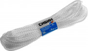 Шнур вязаный полипропиленовый СИБИН с сердечником, белый, длина 20 метров, диаметр 4 мм,  ( 50254 )