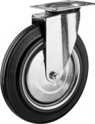 Колесо поворотное d=250 мм, г/п 210 кг, резина/металл, игольчатый подшипник, ЗУБР Профессионал,  ( 30936-250-S )