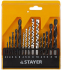 Набор STAYER "STANDARD": Сверла комбинированные, дерево (4-5-6-8-10мм), металл (2-3-4-6-8мм), бетон (4-5-6-8-10мм), 16 предметов  ,  ( 29720-H16 )