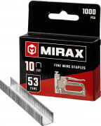 MIRAX 10 мм скобы для степлера тонкие тип 53, 1000 шт ( 3153-10 )