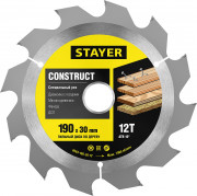 Пильный диск "Construct line" для древесины с гвоздями, 190x30, 12Т, STAYER,  ( 3683-190-30-12 )