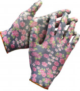 Перчатки GRINDA садовые, прозрачное нитриловое покрытие, размер S-M, черные,  ( 11297-S )