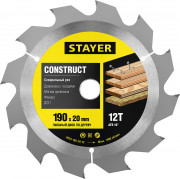 Пильный диск "Construct line" для древесины с гвоздями, 190x20, 12Т, STAYER,  ( 3683-190-20-12 )